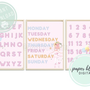 Ballerina Set of 3 Printables Learning School Classroom Charts Pre-k ...