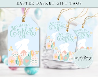 Easter Egg Basket Gift Labels | Easter Sunday Gift Favor Tags | Kids Easter Treat Bags | Pastel Easter Egg Gift Idea | Boho Easter Egg Tags