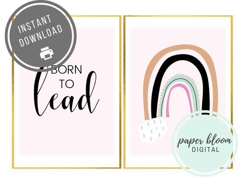 Rainbow Baby Girl Empowered Quotes for Nursery Set of 3 Etsy
