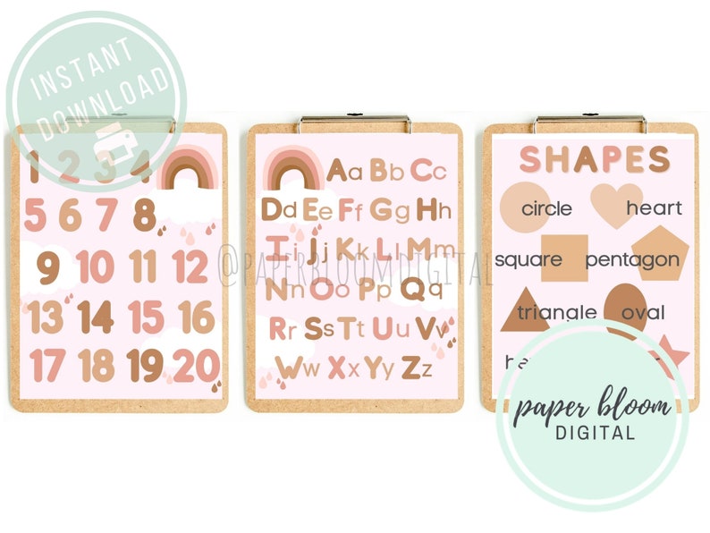 Set of 3 Kindergarten Educational Rainbow Theme Classroom - Etsy