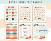 Retro Classroom Educational Worksheets | Groovy classroom printables | Prek Kindergarden Worksheets | Rainbow Theme Learning Worksheet