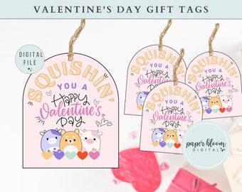 Squishmallow Valentine's Day Cards or Tags | Classroom Valentine's Exchange | Valentine's Day Kids Party | Friendship Valentine's Day Gift