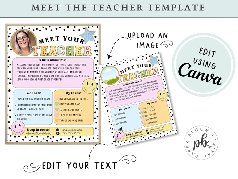 Meet the Teacher Template | Personalized Editable Template for Back to ...