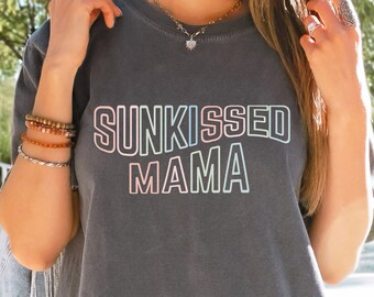 Sunkissed Mama summer beach tshirt, comfort colors tee, beach day vibes, vsco girl oversize tshirt, Summer vibes tshirt, swimsuit coverup