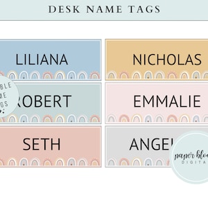 Modern Boho Classroom Labels, Editable Desk Name Labels, Calm Colors Classroom Tags, Printable Classroom Labels, Modern Boho Decor