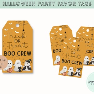 Trick or Treat Boo Crew Halloween Party Favor Tags | Happy Halloween Treat Bag | Boo Crew Gift Tag | Classroom Halloween Party | Ghost Card