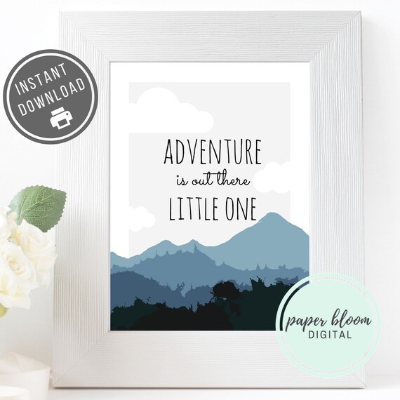 Mountain Wall Print Adventure Is Out There Little One Cloud Etsy