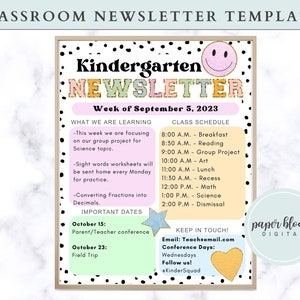 Classroom Newsletter Template for School Teacher Newsletter | Groovy Classroom Template | Faux Chenille Varsity Patch Template for School