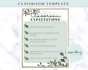 Classroom Expectations Template | Editable Teacher Templates Back To School | Open House Template | Classroom Rules for First Day of School