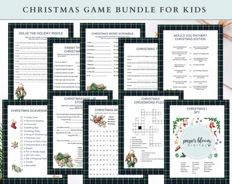 Christmas Game Bundle for Family | Christmas Worksheets | Christmas Classroom Party | Family Christmas Games | Green Plaid Christmas Games