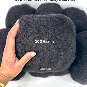 100 grams 100% Human Hair Afro Kinky Bulk - DreadLocks, Loc Repair