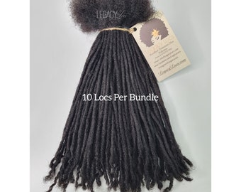 Standard Coiled Tip  Loc Extensions Handmade  100% Human Hair 10 Locs Per Bundle