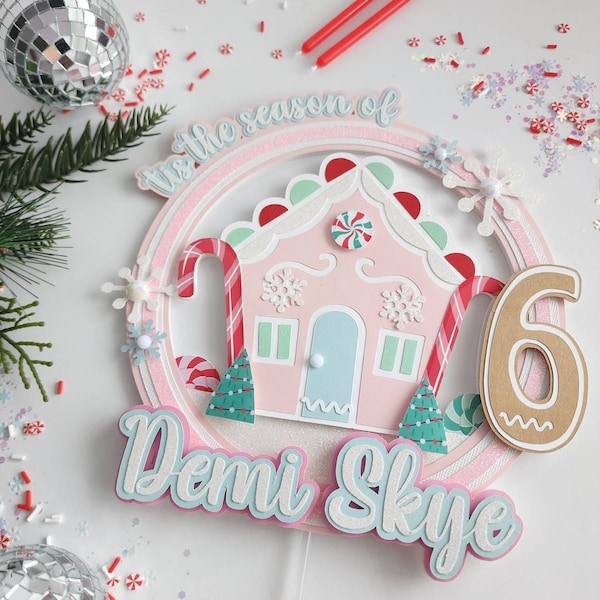 Pink Gingerbread House Cake Topper: 3D/opt. Shaker (Customize Colors)