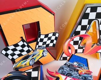 Hot Track Cars 3D Letters/Numbers (Customize) 7" Cardstock Letters