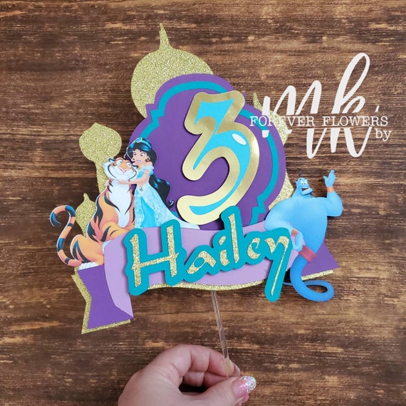 Jasmine Cake Topper: 3D Customizable Happy Birthday Cake Topper • Aladdin • Arabian Night Theme • Party Package • Disney Party Decor Il_570xn