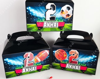 Extreme Sports Favor Boxes: 3D (Customize Colors, Sports, Age and Name)