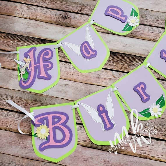 Tinkerbell Banner: 3D Customizable Birthday Banner| Paper Roses| Backdrop|Pixie Hallow Birthday| Fairies| Party Decorations| Tinker Fairy Il_570xn