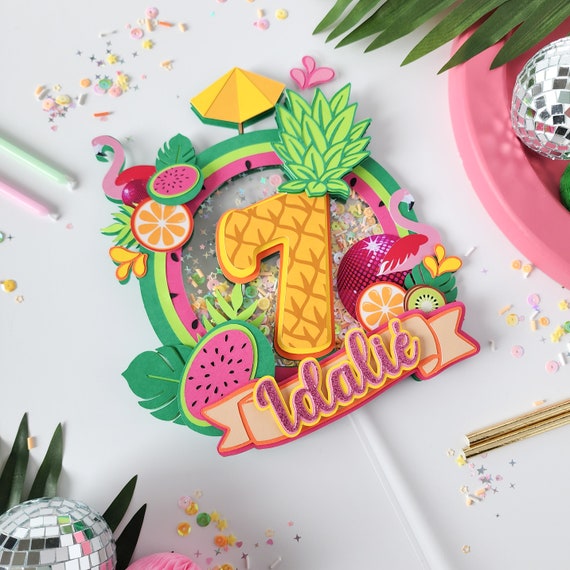 Tropical Fruit Cake Topper 3D (Customize) by Forever Flowers by