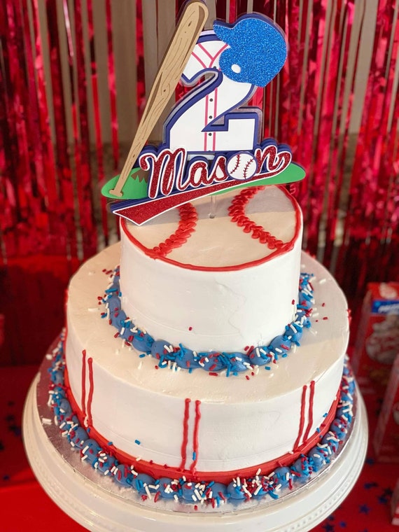 Baseball Tortenaufsatz „6“ – Geburtstagskuchen-Deko Für Jungs, 6. Geburtstag (schwarz Glitzer)