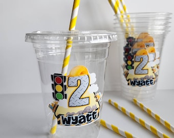 Construction Party Cups: Customize Size, Color, Name
