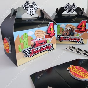 Route 66 Favor Boxes: 3D (Customize Colors, Age and Name)