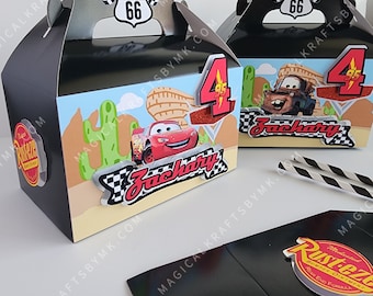 Route 66 Favor Boxes: 3D (Customize Colors, Age and Name)