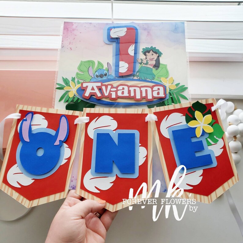 Lilo &amp; Stitch Cake Topper 3D Customizable Happy Birthday