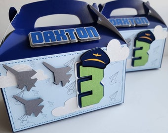 Aviator Favor Boxes: 3D (Customize Colors, Age and Name)