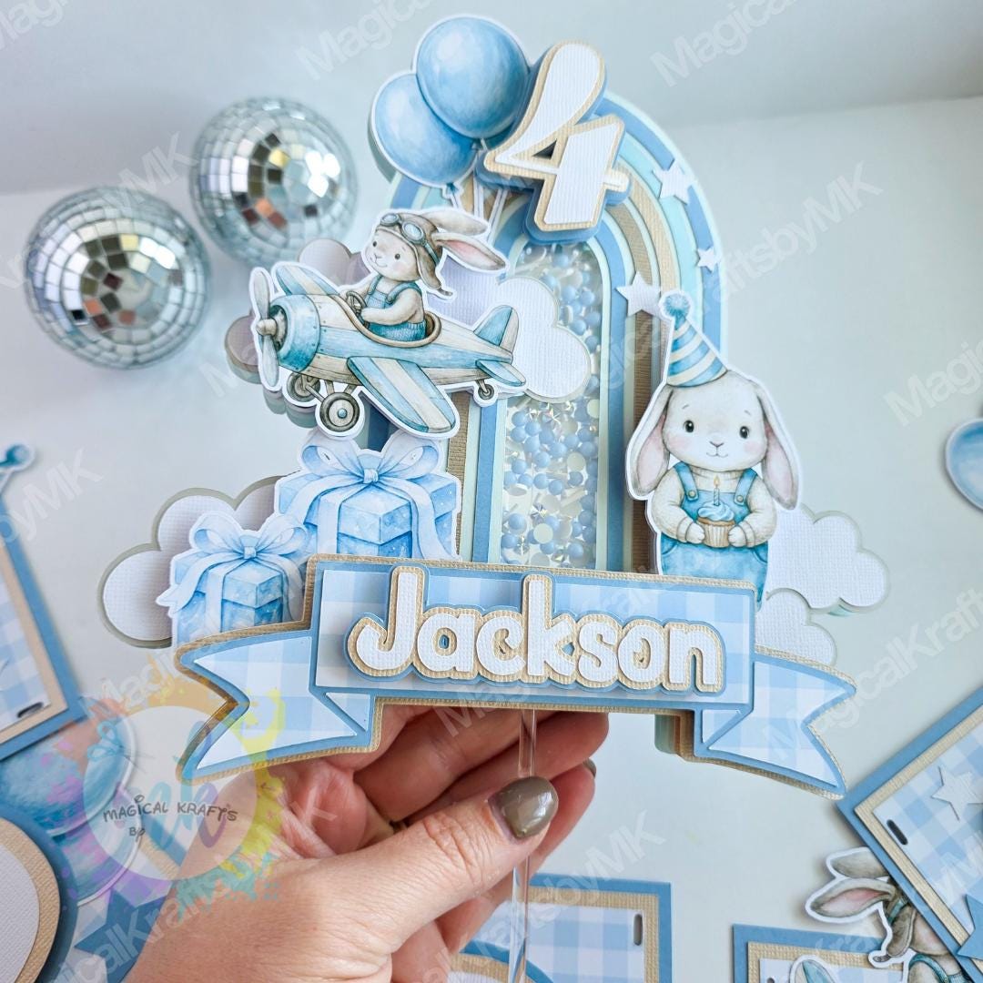 Bunny Blue Cake Topper: 3D (Customize)