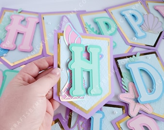 Pastel Mermaid Banner: 3D (Customize)