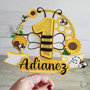 Honey Bee Cake Topper: 3D (Customize Wording)