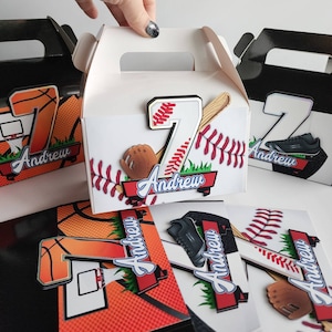 Sports Favor Boxes: 3D (Customize Colors, Sports, Age and Name)