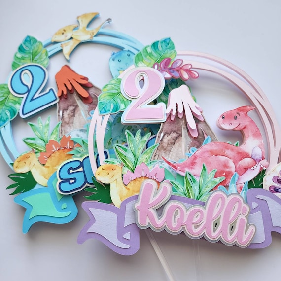 Watercolor Dinosaur Cake Topper 3D customize Etsy