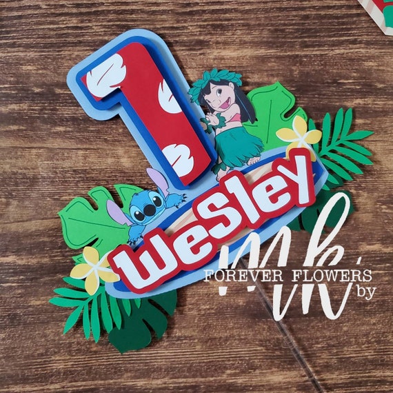 Lilo & Stitch Cake Topper: 3D Customizable Happy Birthday Cake Topper • Hawaiian Theme • Party Decor • Party Package • Party Supplies Il_570xn