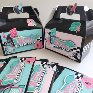 50's Diner Favor Boxes: 3D (Customize Colors, Age and Name)