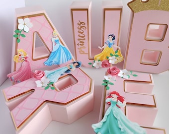 Pink Princess 3D Letters (Customize) 7" Cardstock Letters