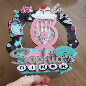 50's Diner Cake Topper: 3D/Opt. Light (Customize)