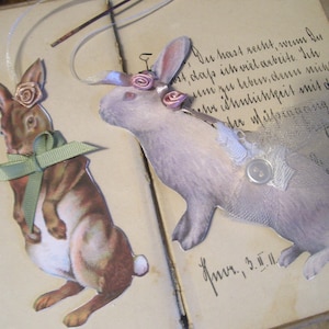 Nostalgic gift tags or decoration for the Easter bouquet, handmade, vintage.. Set of 2 pieces
