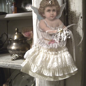 Nostalgischer Engel-Anhänger aus Papier,Victorianische Weihnachten,Brocante, Barock,Vintage,liebevolle Handarbeit