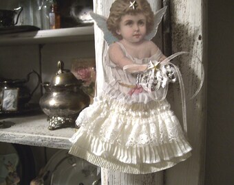 Nostalgic angel pendant made of paper, Victorian Christmas, brocante, baroque, vintage, lovingly handcrafted