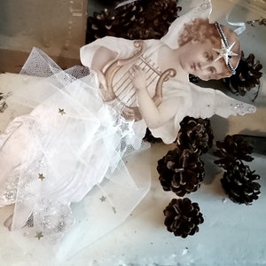 Nostalgischer Engel-Anhänger aus Papier,Victorianische Weihnachten,Brocante, Barock,Vintage,liebevolle Handarbeit