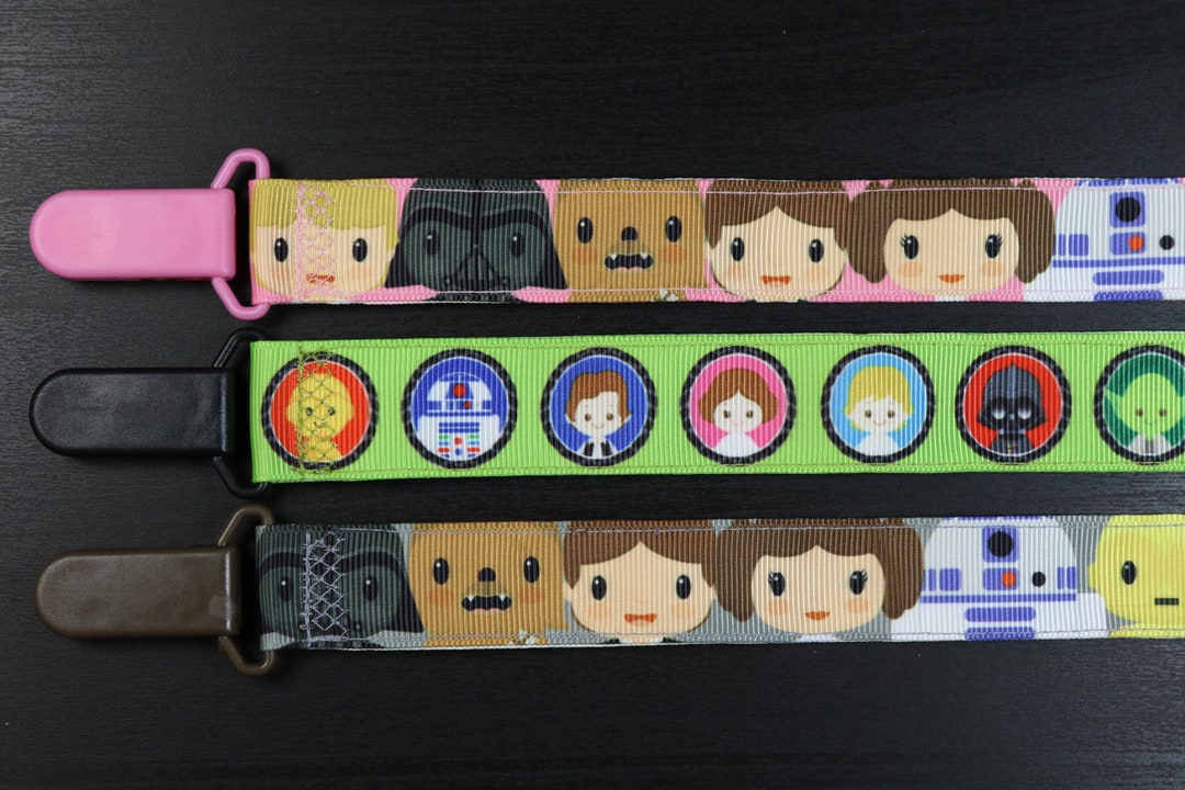 Pacifier Clip Star Wars Luke Darth Vader Yoda Leia Han Solo R2D2 Boy