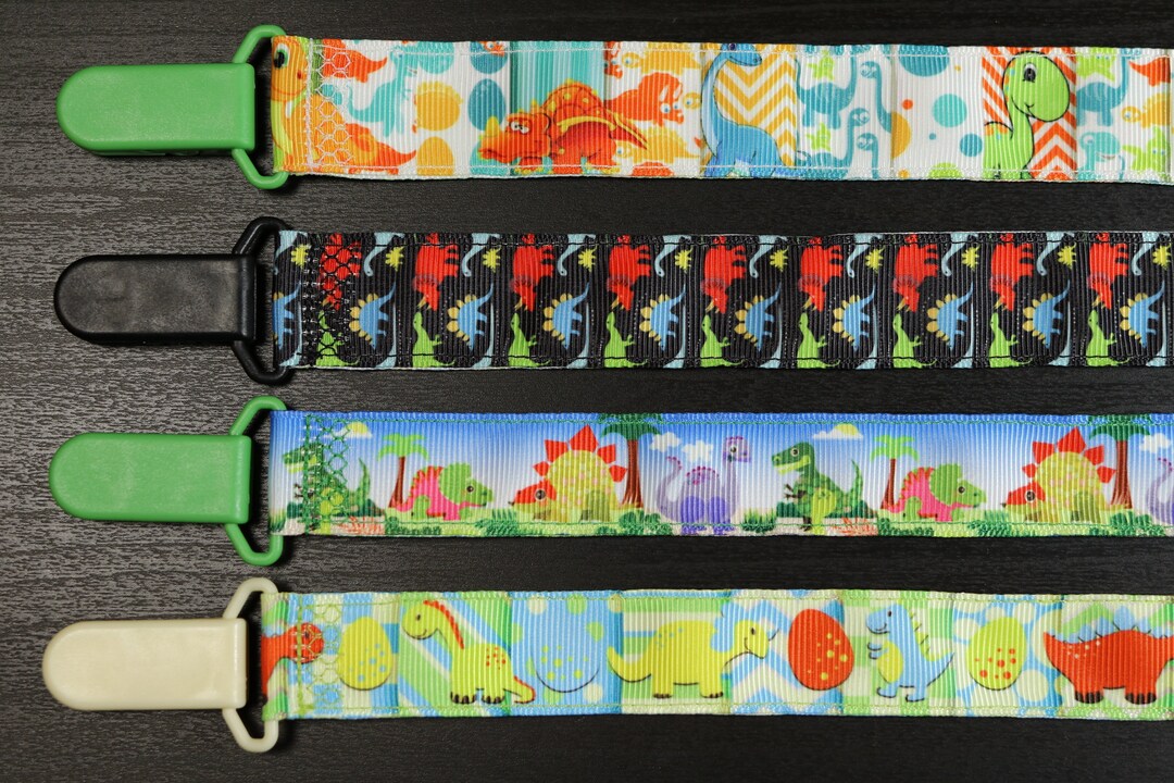 Pacifier Clip Dinosaurs Cute Baby Dino Boy & Girl Ribbon Etsy