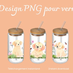 chien mignon golden retriever style aquarelle png pour transfert sur verre cup ou t-shirt