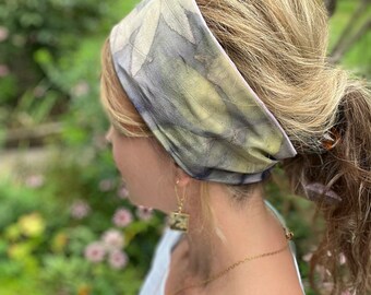 Smoked Plum ladies hair wrap women's head scarf silk hairband head covering alopecia solutions hair loss hair bandana ecoprint floral print