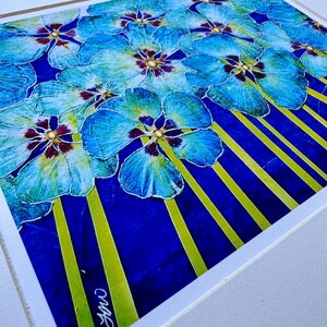 Hibiscus Floral Giclee Print: Botanical Collage, Metallic Pigments (11x14&quot; Matted)