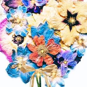 Pressed Flower Greeting Card floral bouquet dried botanicals fantasy mixed bunch  blank note 4 card pack