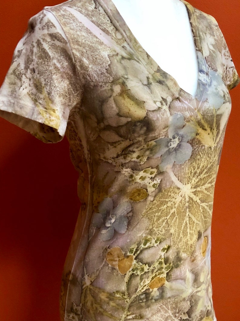 Autumn Dawn Palette Ecoprinted Ladies V-Neck T