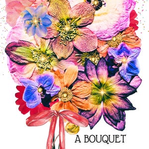Pressed Flower Greeting Card floral confetti bouquet dried botanicals purple  sympathy birthday gratitude anniversary blank note 4 card pack