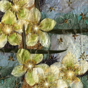 Stampa artistica giclée FLOREALE OM, collage botanico, fiori pressati, scena artistica, elleboro floreale, arte sacra, zen, spa, decorazioni, fiori secchi spirituali